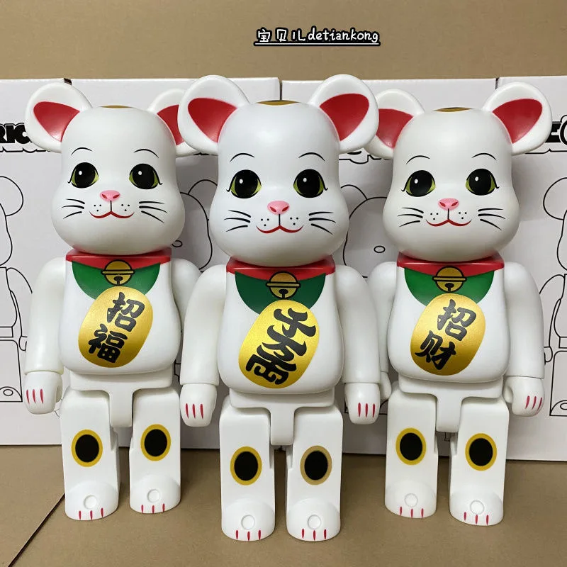 

28cm 400% Lucky Cat Bearbrick Bear@Brick Action Figures DIY Painted Medicom Bearbrick Home Decoration Kid Christmas Gifts