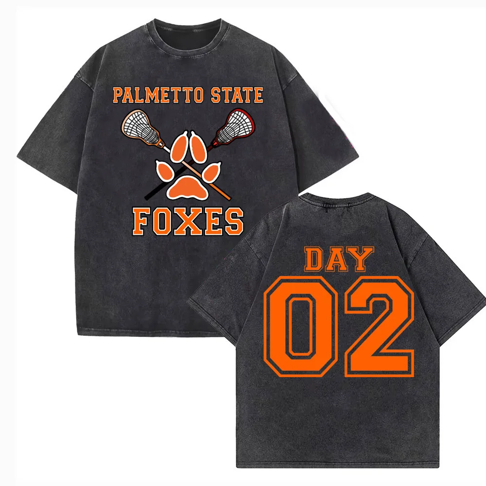 All for the Games Palmetto State Foxes Washed T-shirt Cotton High Quality male Trendy anime t-shirt Colorful Classic Punk image 2