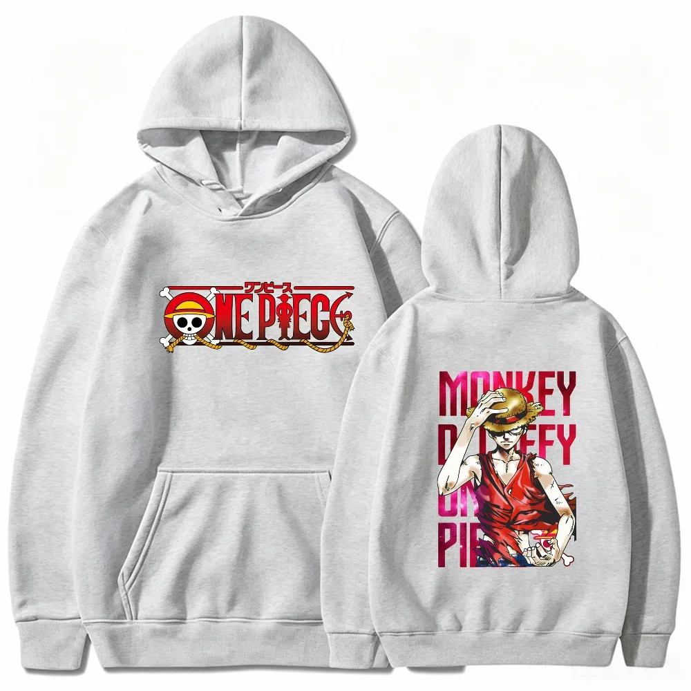 Anime One Piece Luffy Hoodie Character Double Sided Print Men Women Autumn Casual Pullover Sweatshirt