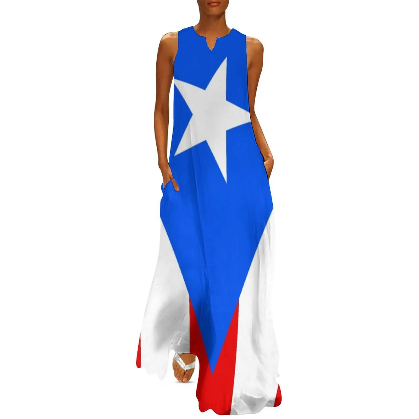 

Puerto Rico Flag Vertical Long Dress sexy dress for women women's elegant loose dresses prom dresses 2025