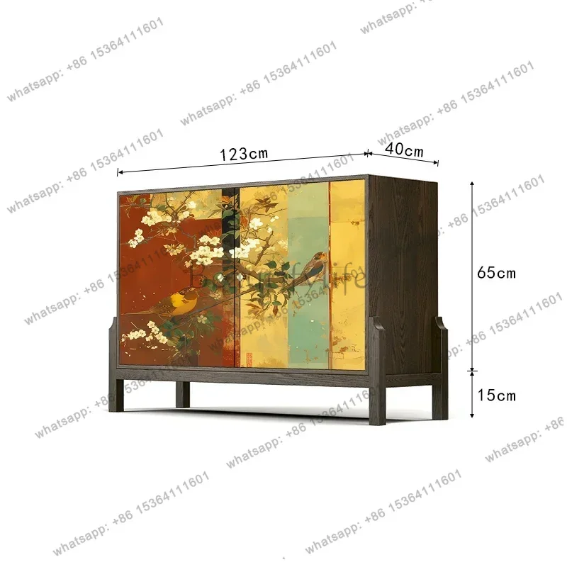 light luxury retro solid wood porch cabinet dining side cabinet integrated bedroom living room high cabinet against the wall