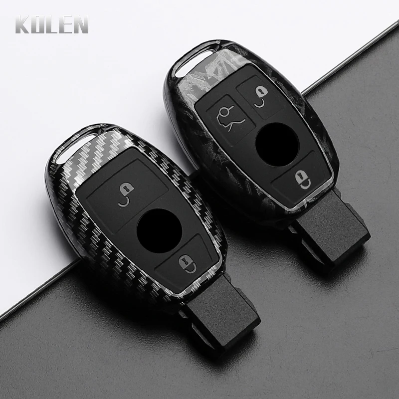 ABS Carbon Fiber Style Car Key Case Cover For Mercedes Benz W204 W205 W212 W213 W176 W177 W219 A B C E S G Class GLC CLA AMG Fob