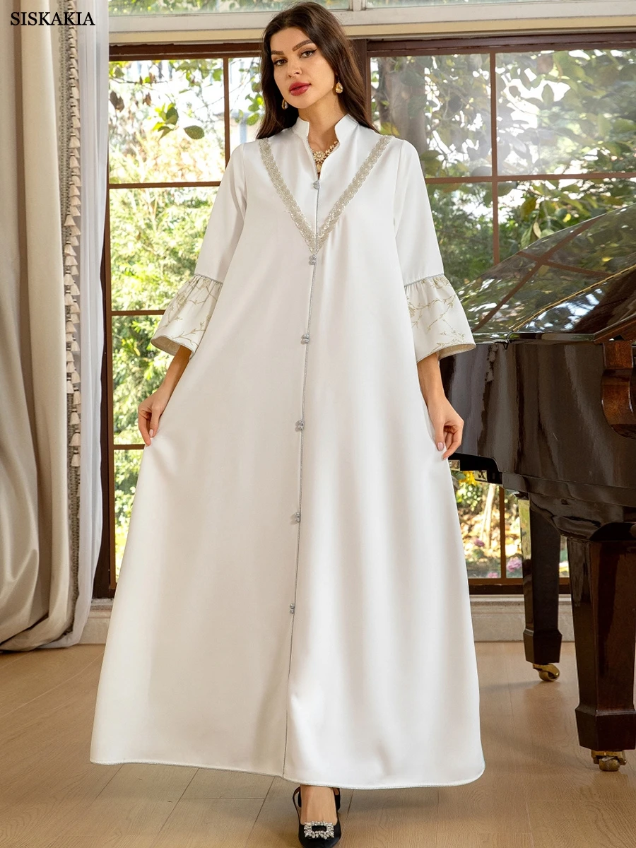 

Siskakia Dubai Fashion Elegant Long Dresses Jalabiya Jacquard Gradient Color Homewear Moroccan Saudi Kaftan African Abayas 2024