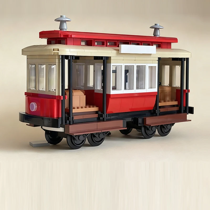 City Car Model MOC Building Bricks Cable-Driven Rail Cable Car Modular Technology Children Holiday Gifts Assemble Toys Suit