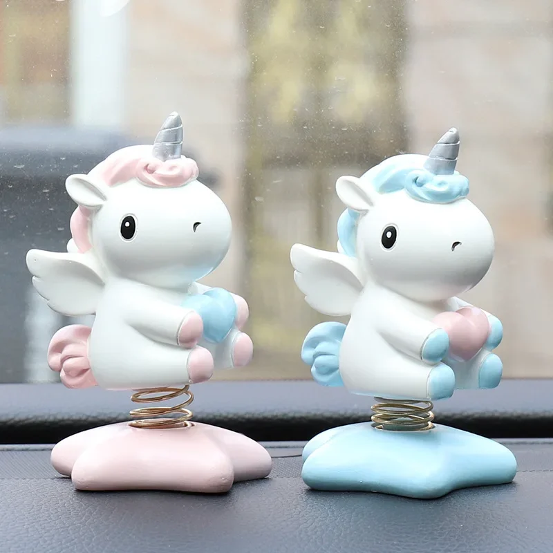 Unicorn resin spring car ornament lovely Unicorn car ornament  car decoration  anime car decor