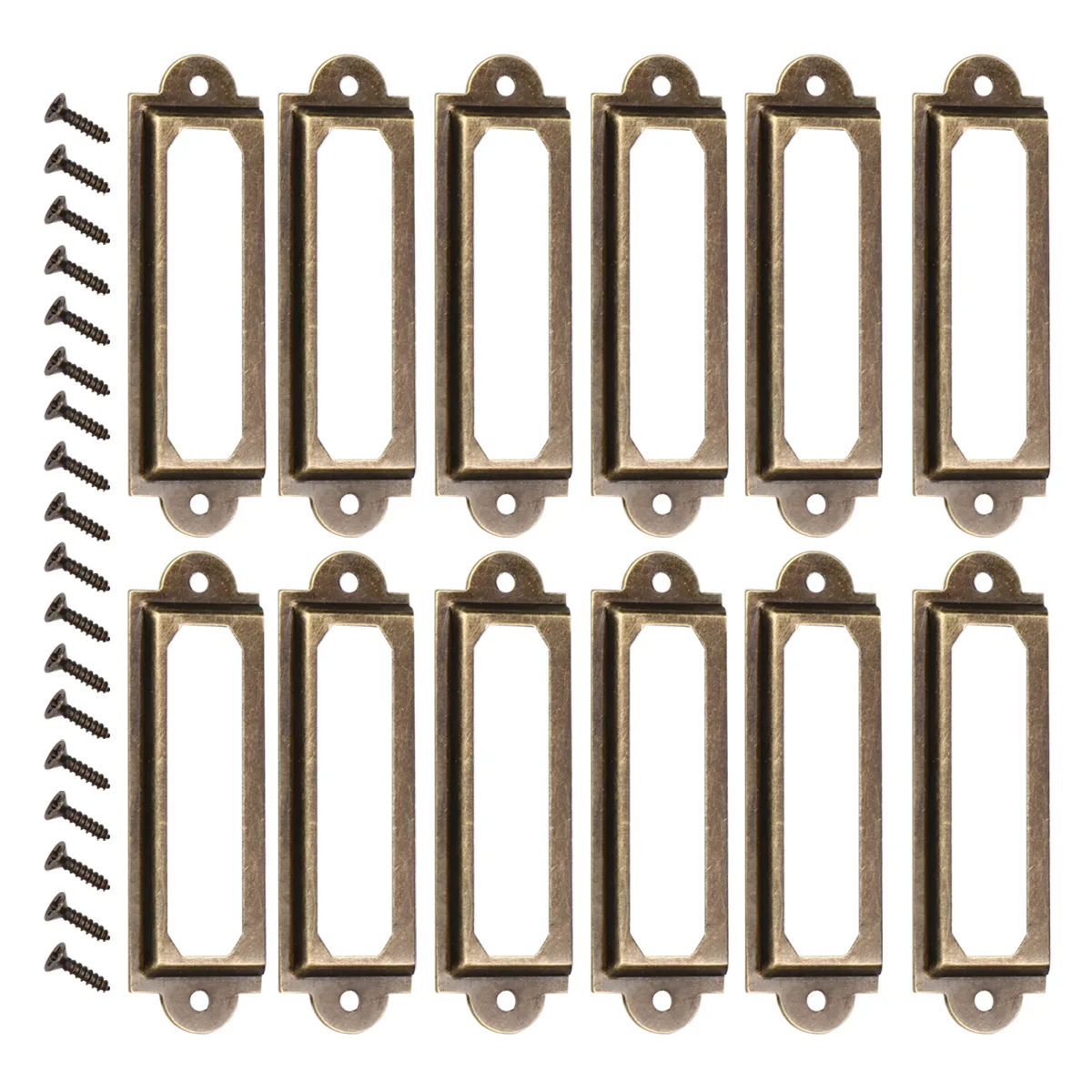 

25 pcs Retro Metal Label Holder Iron Vintage For Drawer Cabinet Office Storage Labels Pull Tag Holder Drawer