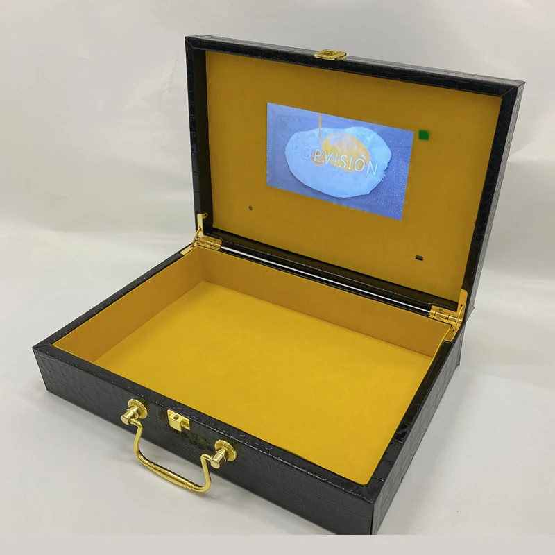 กล่องวิดีโอหน้าจอ LCD 4.3 ''5'' และ7 ''วัสดุหนัง PU สำหรับเป็นของขวัญ