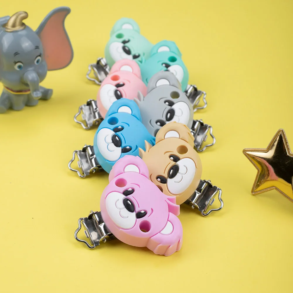 Sunrony Cartoon Animal Silicone Beads Teether Clips For Jewelry Making Baby Toys DIY Pacifier Chain Necklace Jewelry Accessories