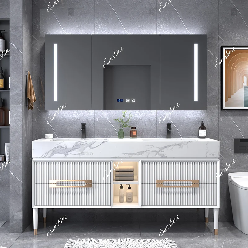 Slate integrated basin cabinet bathroom hand washing combination set bathroom modern simple smart