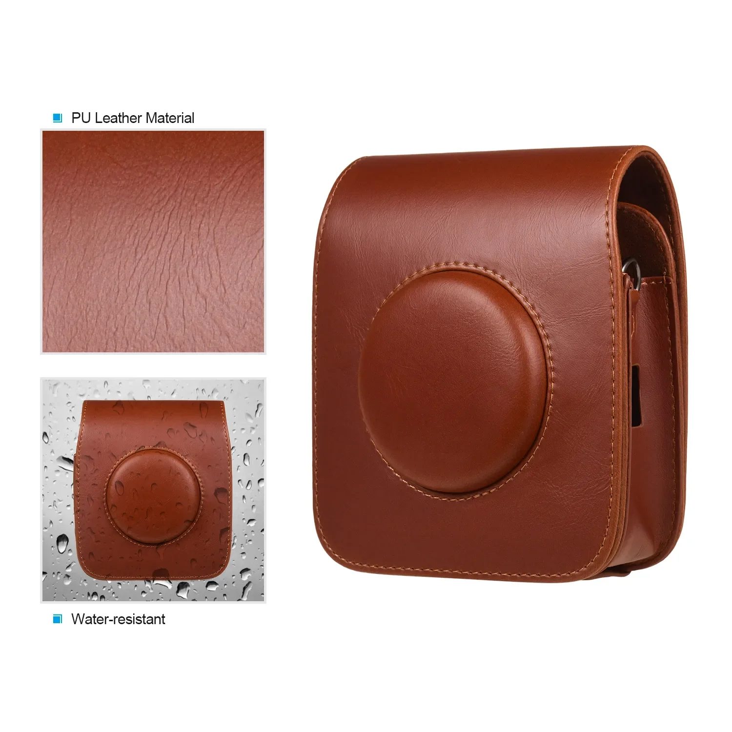 Torba na aparat etui ze skóry PU Vintage etui z paskiem na ramię ochrona aparatu pokrowiec do przenoszenia FUJIFILM Instax SQUARE SQ20 SQ10