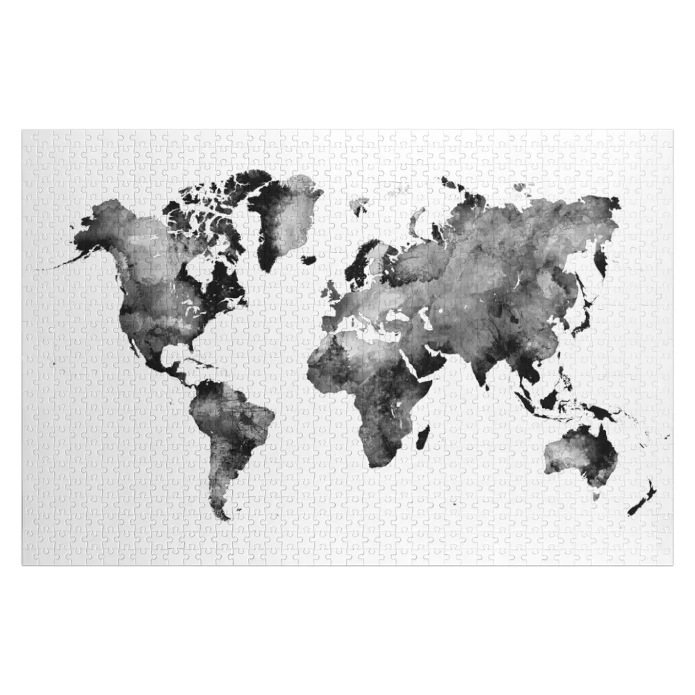 

map black and white #map #world Jigsaw Puzzle Custom Child Gift For Children Personalized Photo Gift Woods For Adults Puzzle