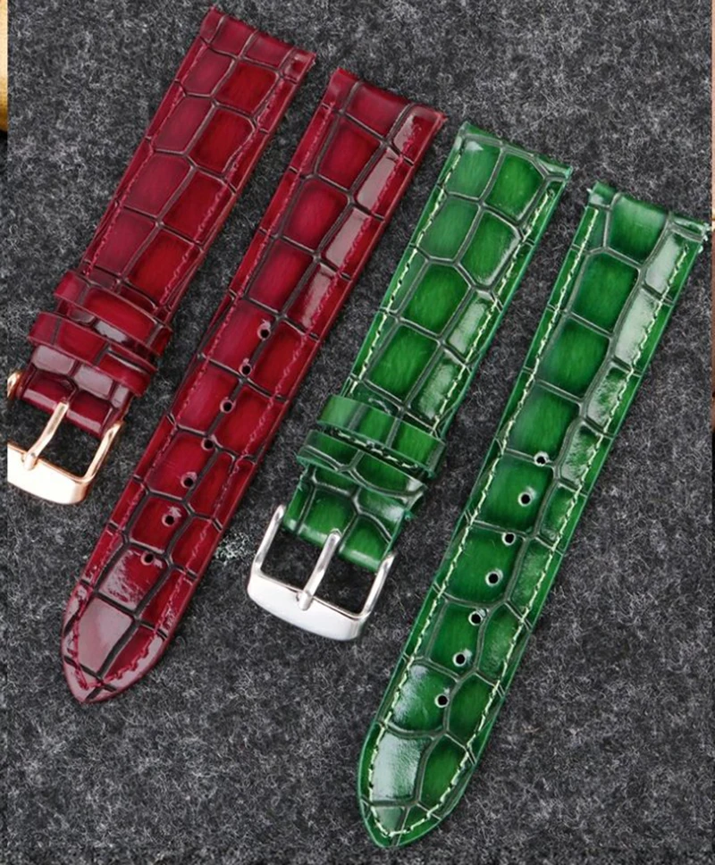 18 مللي متر 20 مللي متر 22 مللي متر الأزرق مشرق حزام من الجلد ل أوميغا رولكس المياه شبح سايكو كاسيو تيسو التمساح نمط جلد البقر الرجال حزام (استيك) ساعة