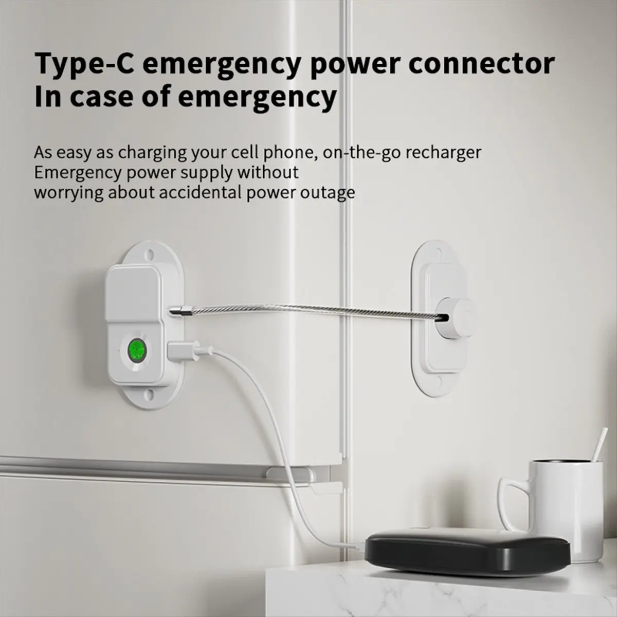 Rechargeable Fingerprint Lock Child Safety Lock Cabinet Fridge Drawer Door Lock StainlessSteel Cable for Home Security,A