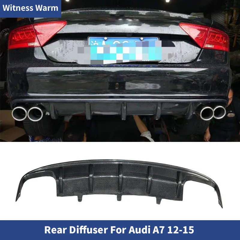 Carbon Fiber Rear Bumper Lip Spoiler Diffuser for Audi A7 12-15 Standard Bumper Four Outlet Exhaust Diffuser Frp