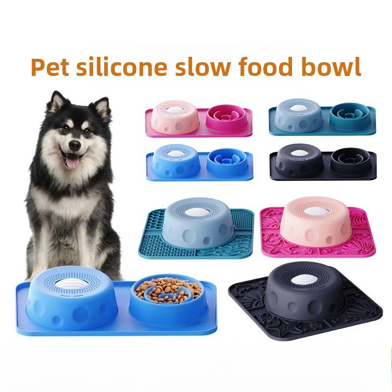 

2-in-1 Silicone Slow Feeder Lick Mat For Dogs Anti-Choking Pet Slow Feeding Bowl With Lick Pad Non-Slip Interactive Dog Feed Toy