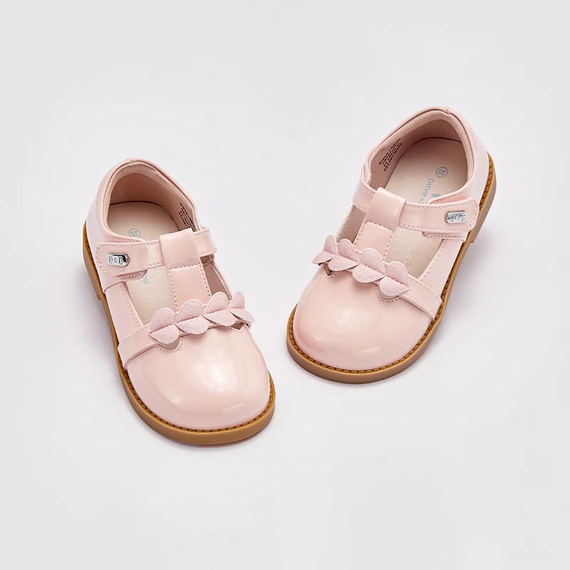 Dave Bella 2024 Autumn Children Girls Leather Shoes Rubber Soft Bottom Non-Slip Shoes Pink Kid Leather Shoes DB3241351