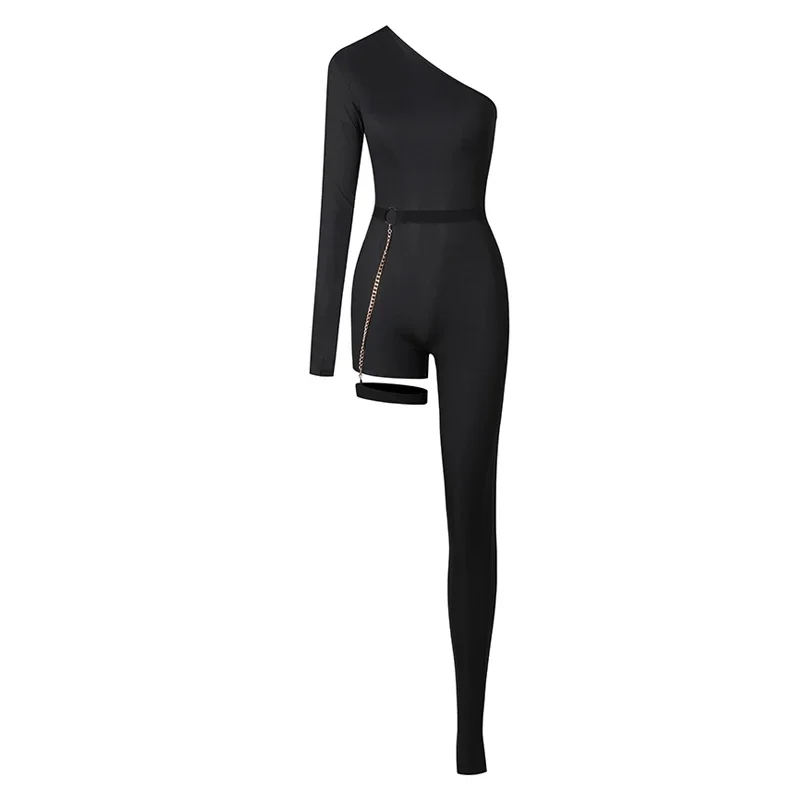 Girls Children Jumpsuit Latin Dance Practice Clothes ZYM Sexy Diagonal Shoulder Single Leg Design Latin Dance Training Suit - Image 5
