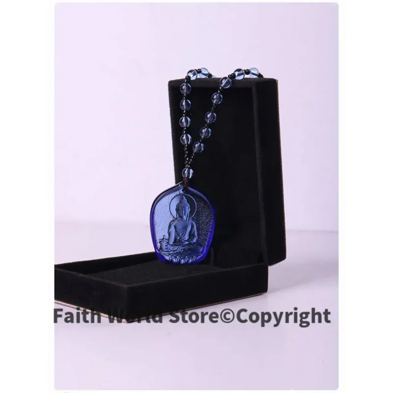GOOD LUCK pocket efficacious Mascot Bless Safe luck Green Tara Pharmacist Medicine Buddha Crystal Pendant Buddhist Amulet