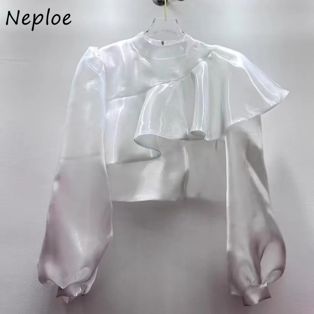 

Neploe Elegant Minority Light Ripe Wind New Shirts Hong Kong Style Long Sleeve Vintage Blusas Satin French Casual Fashion Tops