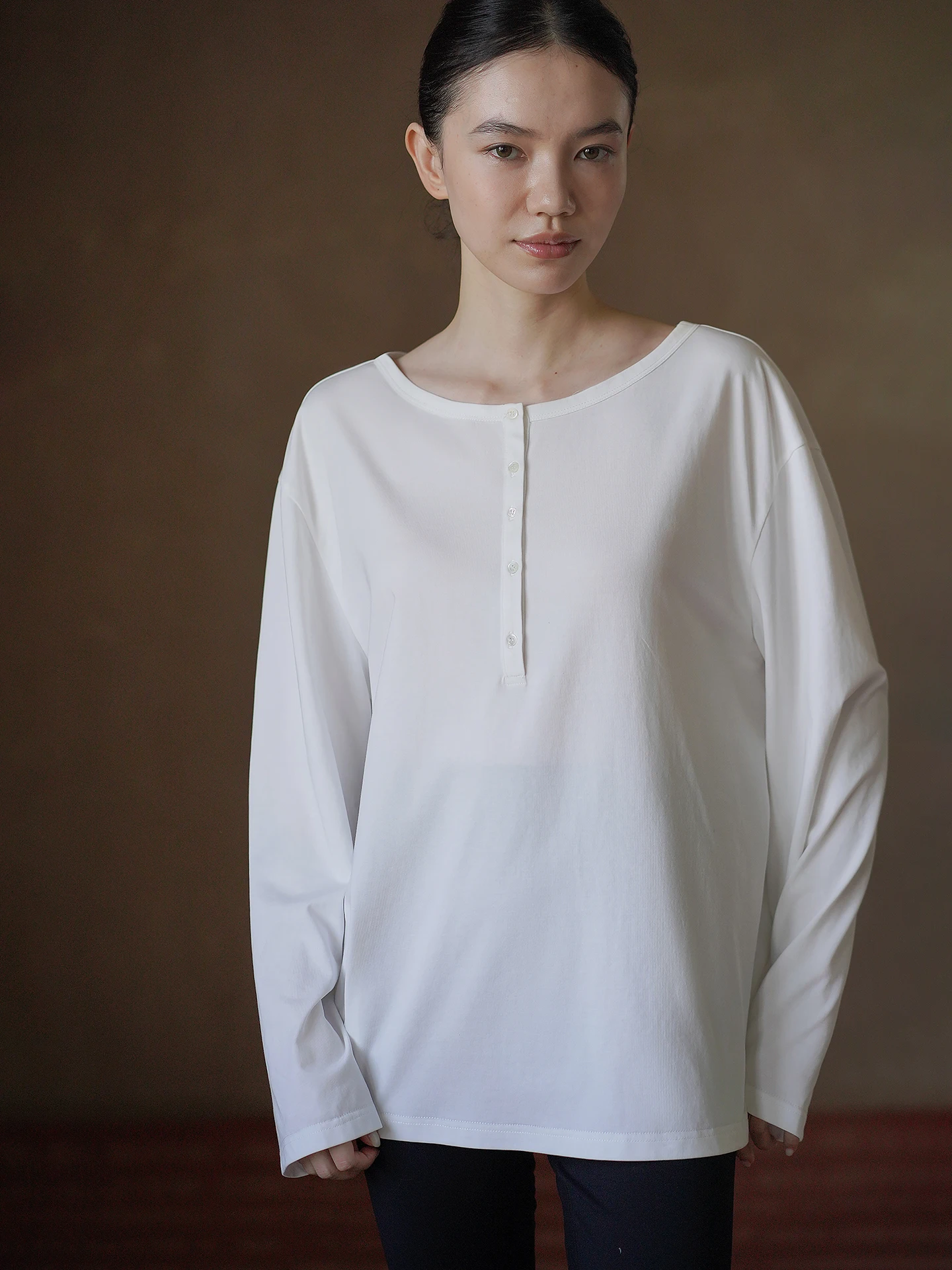 Hacikis Miss Slim Fit Long Sleeve round Neck Loose Cotton Feel Inner Wear Top Comfortable Soft Skin Friendly Casual Style