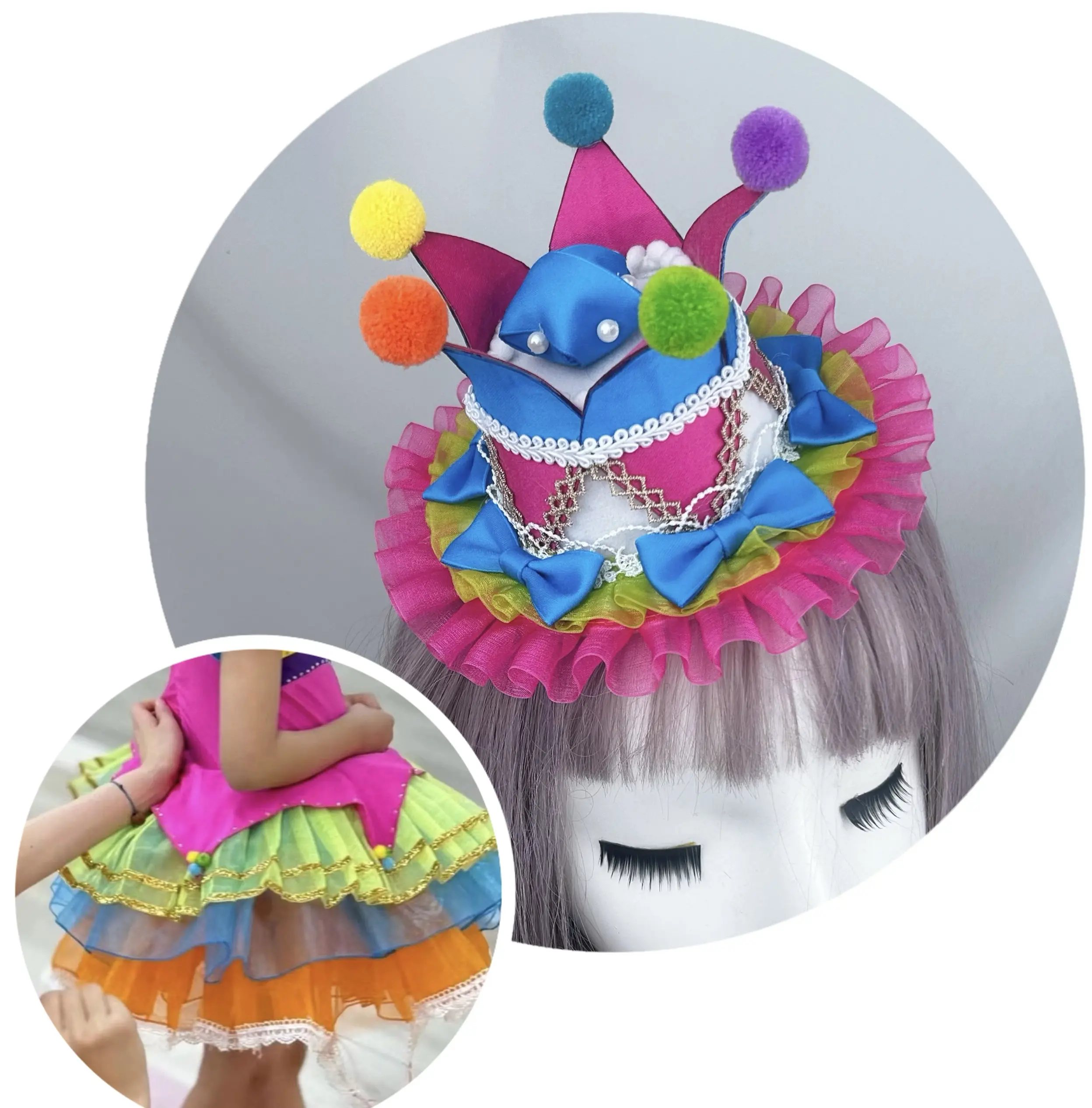 オリジナルサーカスロリータヘアアクセサリーおとぎ話ピエロ帽子シルクハット頭飾りロリータ手作りスターヘアピン