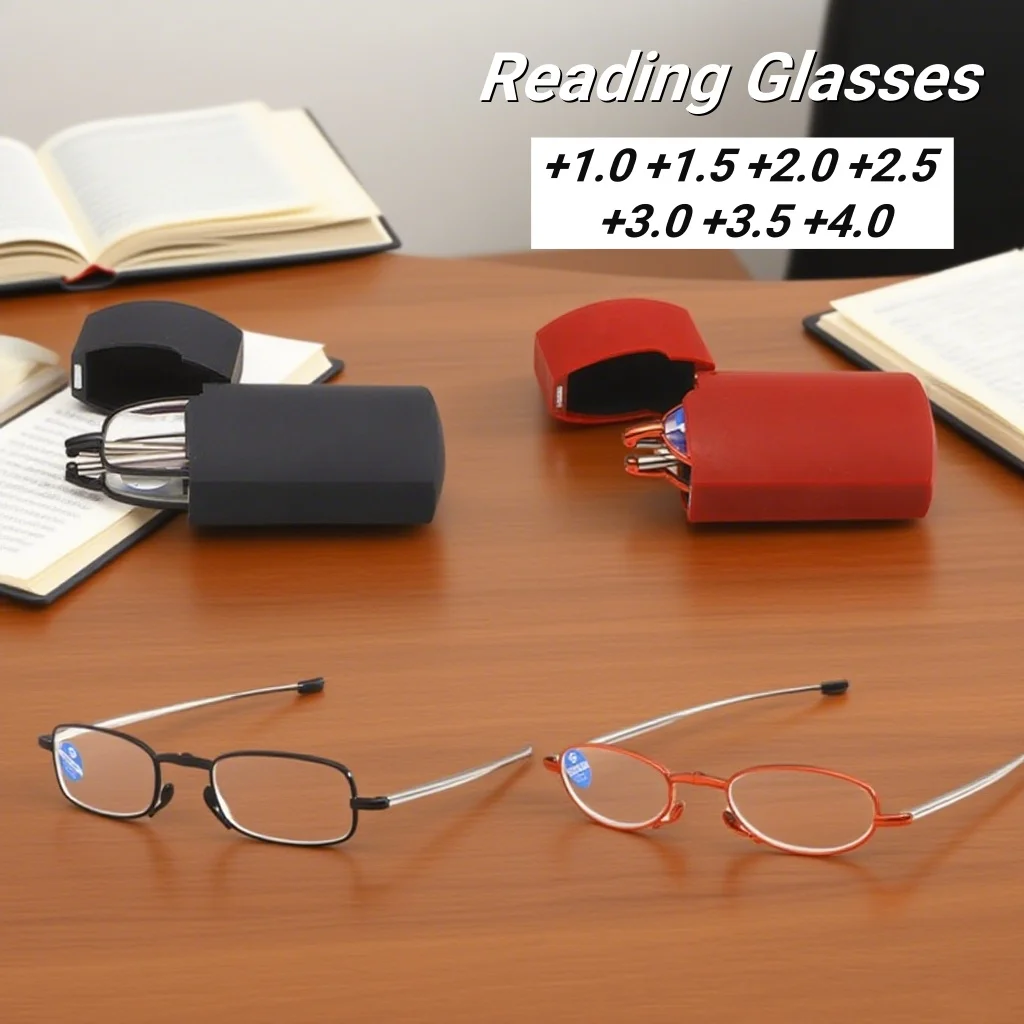 

New Lighter Box Folding Women's Reading Glasses Ultra Light Neutral Outdoor Portable Stretch Leg Anti Blue Light Glasses
