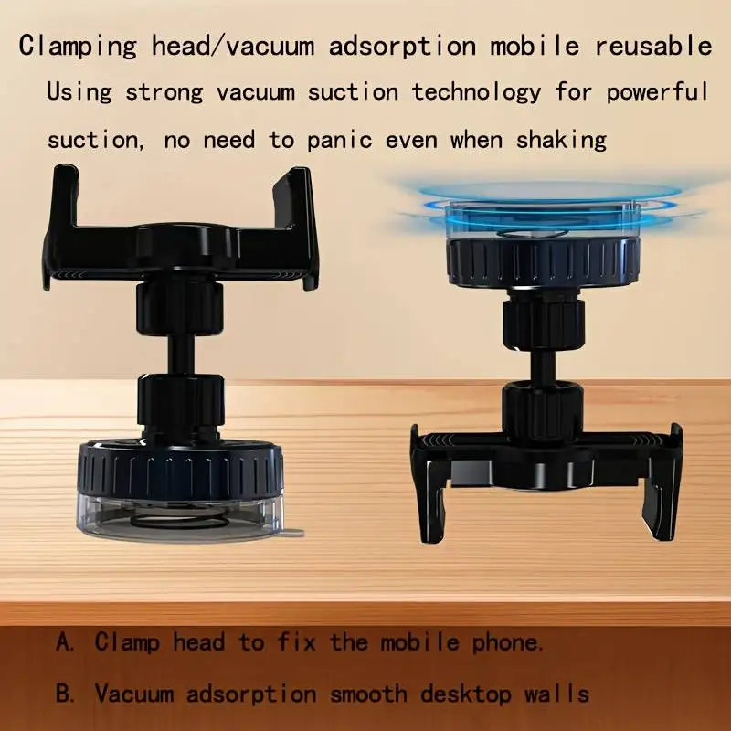 Support de téléphone portable rotatif à ventouse sous vide, non adhésif, multifonctionnel 360 °   rotation, support de téléphone fixe