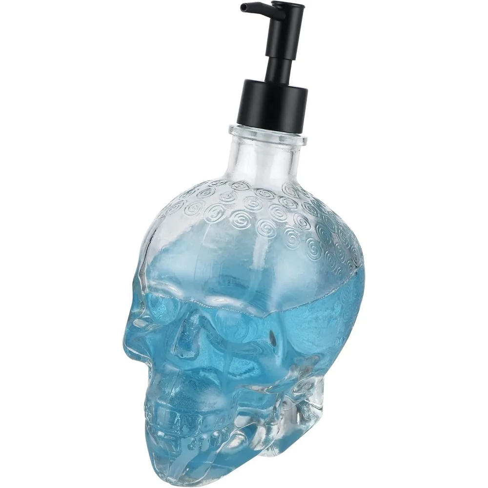 

Skull soap dispenser 25 oz, glass soap dispenser with anti-rust pump, refillable liquid lotion bottle