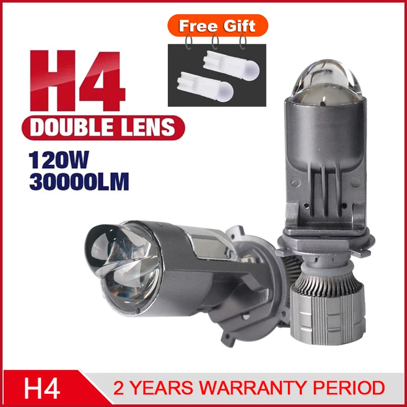 

2PCS H4 Mini Double Lens LHD 120W 30000LM Auto Bulbs LED Headlight Hi/Lo Beam Lamp with White/Yellow Color Car Lights 12V 6000K