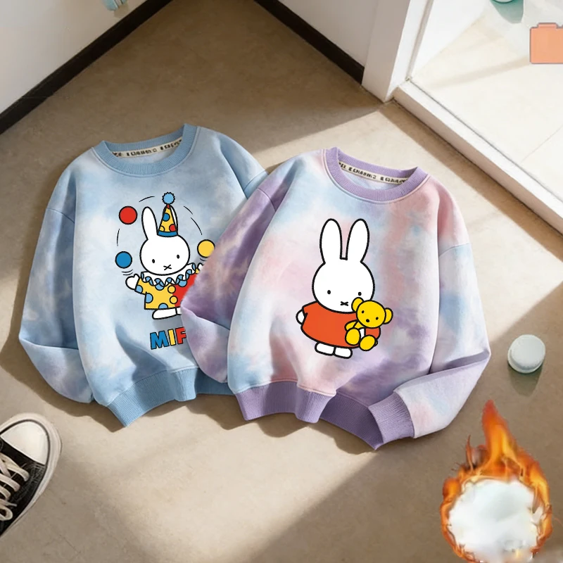 

Miffys Kid Thin Fleece Hoodie Boy Girl Sweatshirt Cute Pullover Kawaii Cartoon Long Sleeves Autumn Spring Clothes Baby Tops Gift
