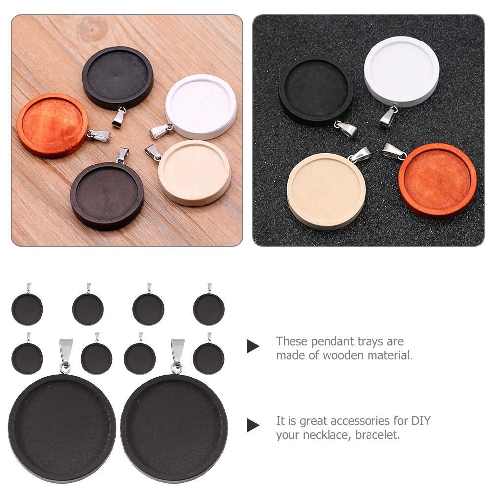 

DIY Wooden Bottom Bracket Pendant Round Shape Bezel Trays Charm Pendants Jewelry