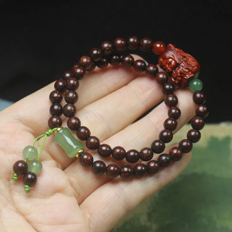 

6mm Double Strand Zambia Rosewood Blood Sandalwood Bracelet Fox Fairy Style Minimalist Prayer Beads Gifts