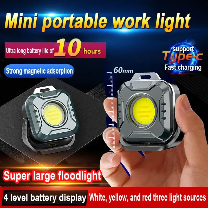 

Super Bright Keychain Flashlight USB Rechargeable Mini COB Portable Work Light Outdoor Camping Fishing Pocket Lamps With Magnet