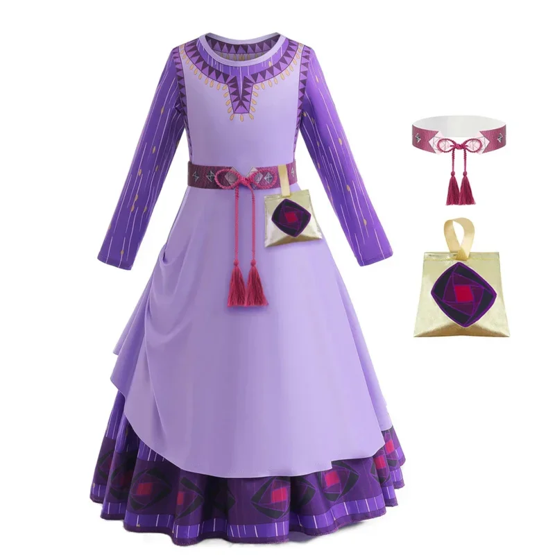 2024 ใหม่ภาพยนตร์ Wish Asha เครื่องแต่งกายสําหรับเด็กผู้หญิงเด็กชุดเจ้าหญิง Halloween Party Dresses Vestido Outfit