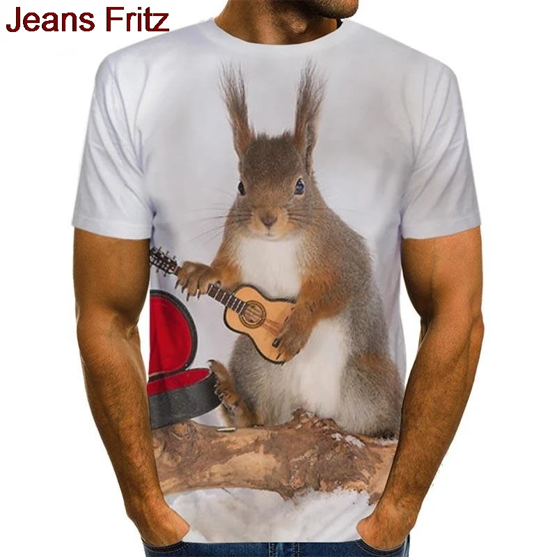 Summer Cute Squirrel Graphics T Shirts Fashion Short Sleeve 3D Lovely Animals Printed Mens T-shirts Casual Loose Harajuku Tees