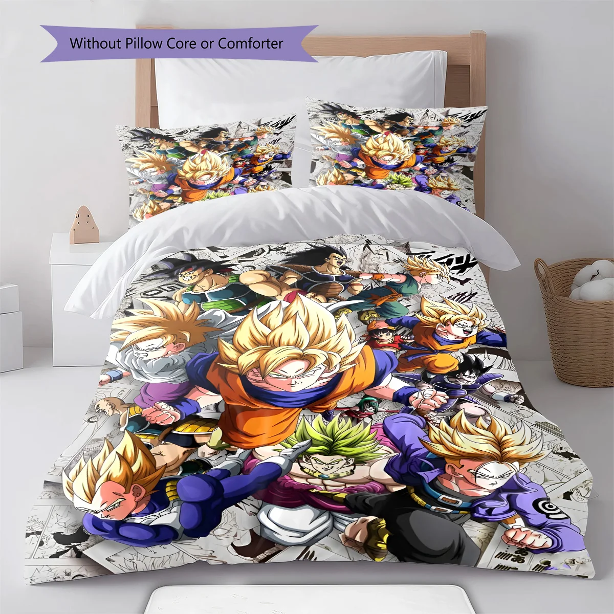 Dragon Ball Dynamic Action Battle Bedding Set Anime Duvet Cover Polyester Soft Bed Linen Bedroom Set -QJY