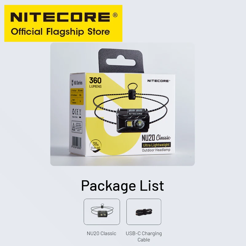 Imagem -06 - Classic Usb-c Farol Recarregável Farol Ultra Leve para Mochilas Acampamento ao ar Livre Trail Running 38 g Nitecore-nu20