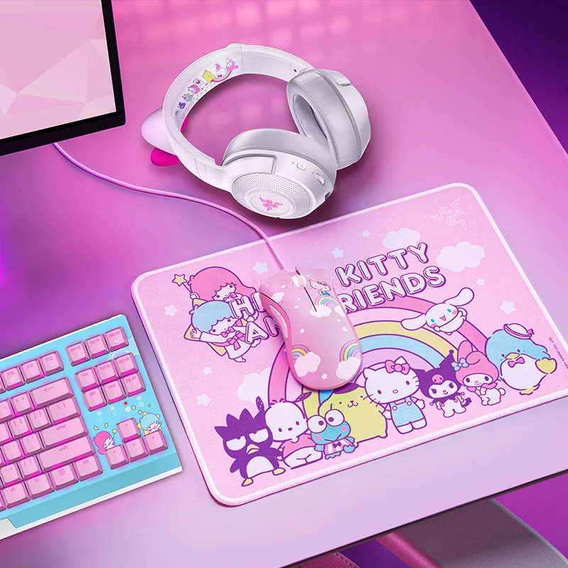 

Razer Sanrio HelloKitty Cartoon Limited Mechanical Keyboard Headphone Mouse Pad 87 Keys Compact Keyboard Gaming PC Peripherals