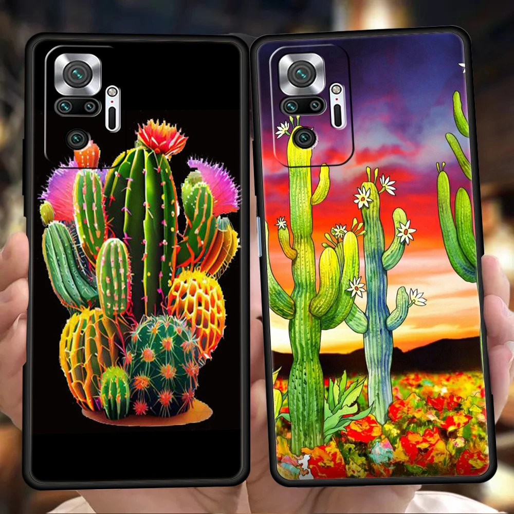 Plant Cactus Phone Case Cover for Redmi 13C 10C Note 13 12 10 11 Pro Plus 7 8T K40 K50 Gaming Pro Plus 5G Soft Shell Capas Bags