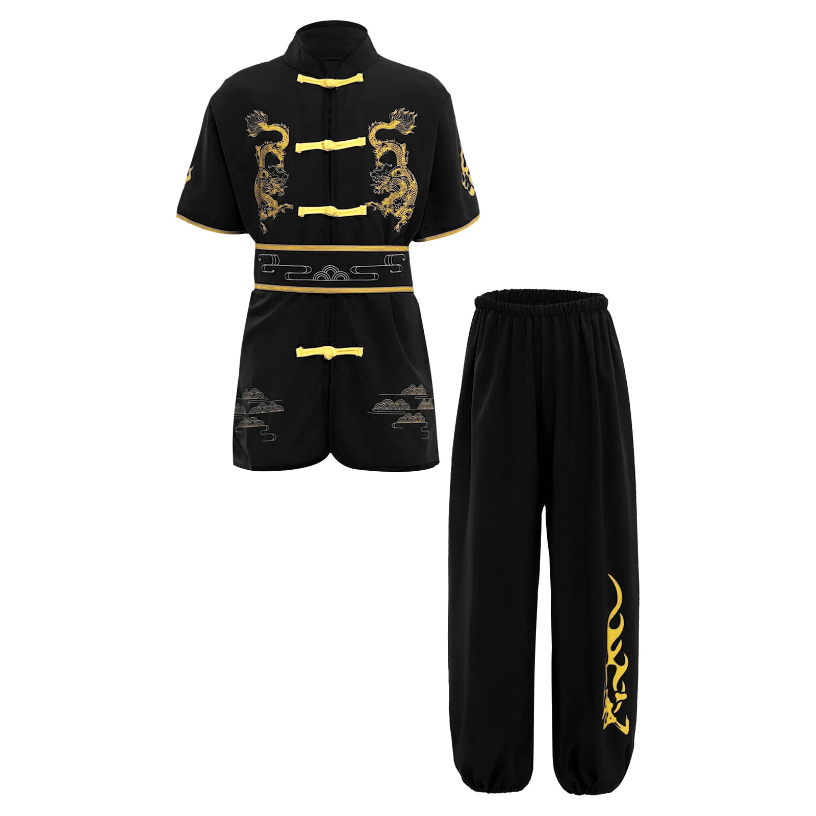 Children Traditional Chinese New Year Costume Kids Boys Girls Martial Arts Suits Wushu Performance Outfit Kung Fu Uniform Set