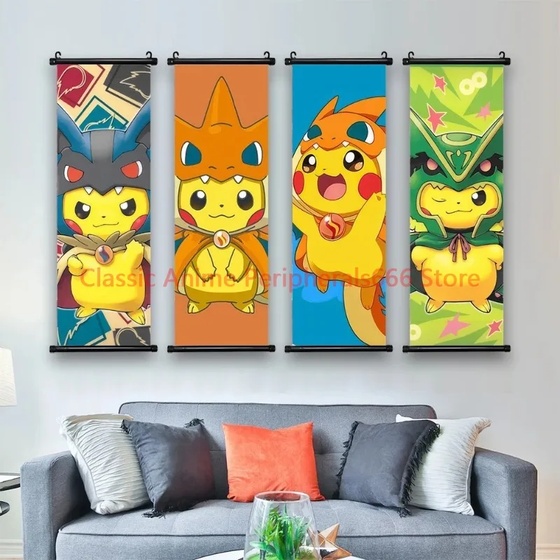 Pokemon Japanese Anime Pikachu Peripheral Poster Modern Room Decoration Picture Charizard Canvas Painting Wall