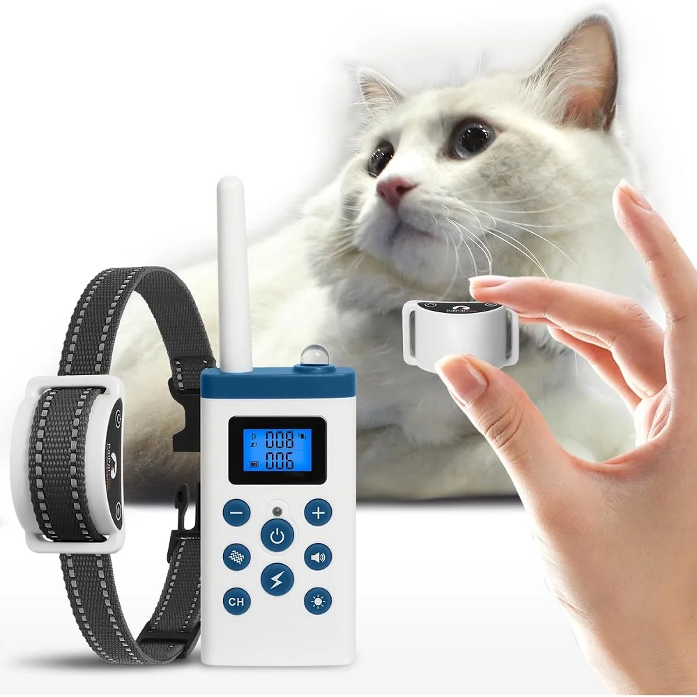 PaiPaitek Cat Shock Collar,Cat Training Collar with Remote,Cat Stop Meowing Collar, Remote Control/Automatic Anti-Meow for Cats