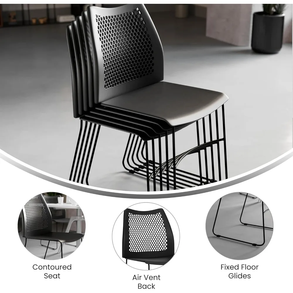 كراسي الردهة المحيطة من سلسلة Hercules من Flash Furniture: ظهور على شكل قرص العسل بفتحة تهوية لمقعد مكتب مريح وقابل للتكديس