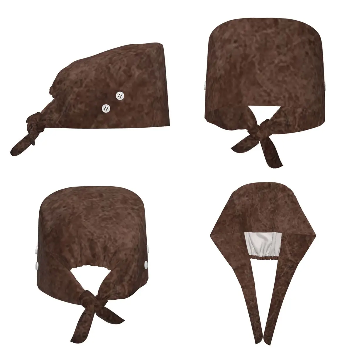 Brown Leather Vintage Textures Pattern Scrub Hat Doctor Working Surgical Cap Unisex Adjustable Nursing Caps for Dentist