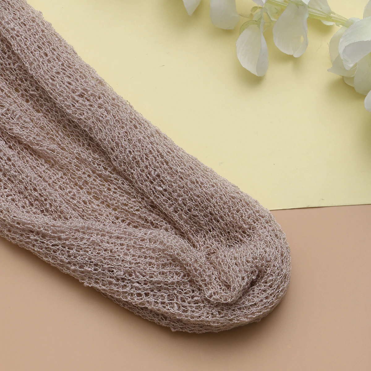 

Pure Cotton Stretch For Newborn Swaddling Open Weave Nubby Texture Versatile Wrap Photo Prop Beige Color Newborn Wrap