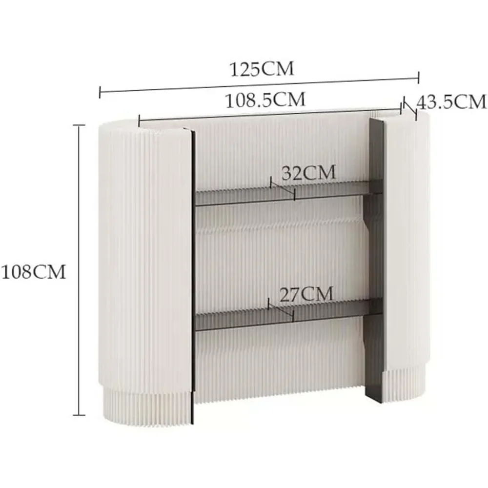 Reception Desk, Front Counter with 2 Moveable Shelves, Modern Oval Checkout Reception Counter Display Rack