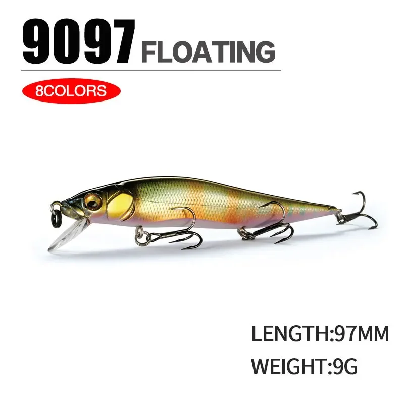 

Mini Floating Minnow Fishing Lures with Noise Ball 97mm 9g Crankbait Wobblers Swimbait Artificial Hard Baits Bass Sea Fishing