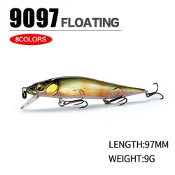 Mini Floating Minnow Fishing Lures with Noise Ball 97mm 9g Crankbait Wobblers Swimbait Artificial Hard Baits Bass Sea Fishing