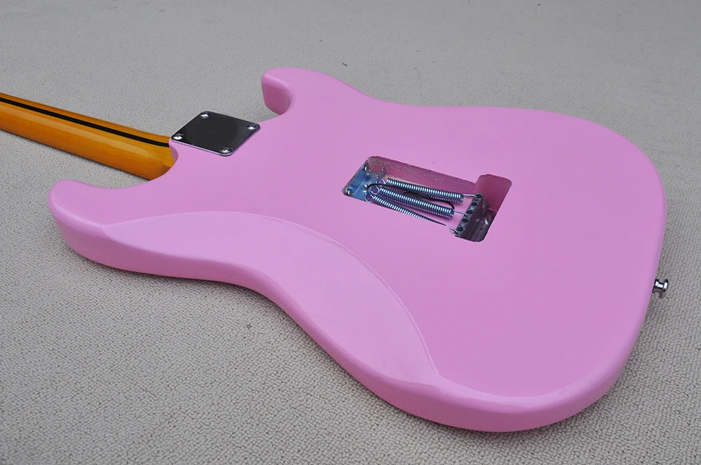 6 Strings Pink Left Hand Electric Guitar with SSS Pickups,yellow Maple Fretboard,Can be Customized