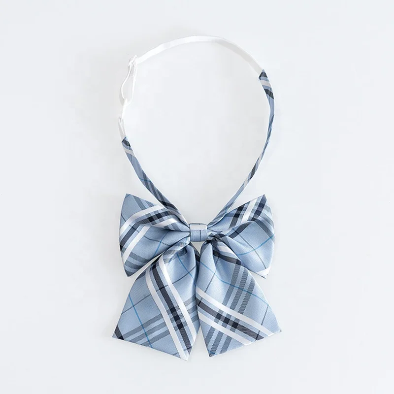 Checked Handmade Neck Bow Tie Student Uniform Daily School Matching Decor Tie